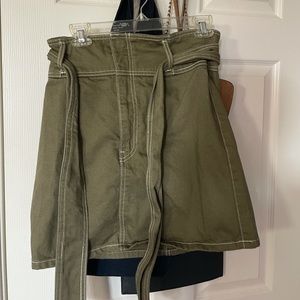 Forever 21 Army green denim skirt with belt